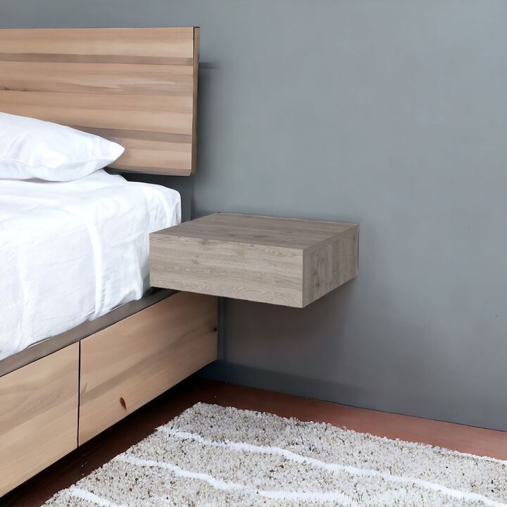 Minimalist Floating Nightstand with 1 Drawer – Faux Wood Bedside Table