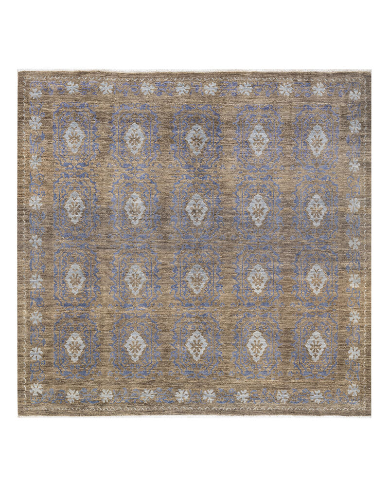 Eclectic, One-of-a-Kind Hand-Knotted Area Rug  - Gray, 7' 10" x 8' 3"