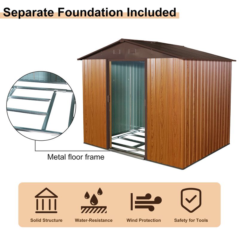 MONDAWE 6ft x 8ft Outdoor Metal Storage Shed with Metal Floor Base image number 5