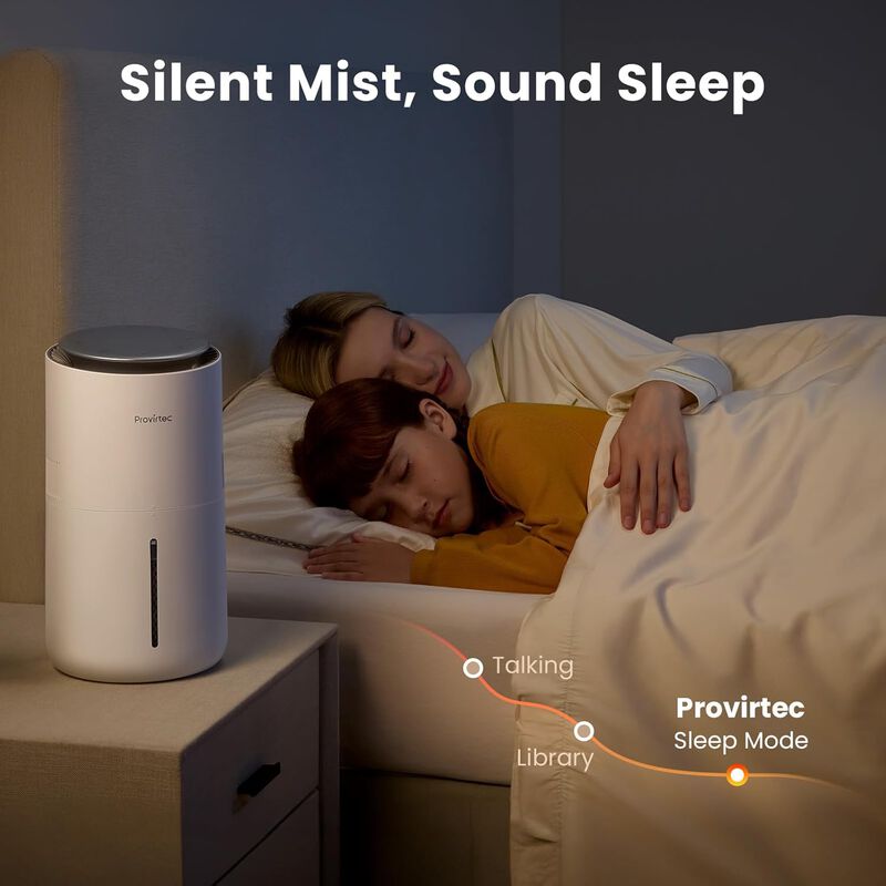Provirtec MistFree Evaporative Humidifier for Bedroom, 3L No White Dust, Auto Humidity Control, Works with Tap Water, Night Light, Easy Clean Tank image number 6