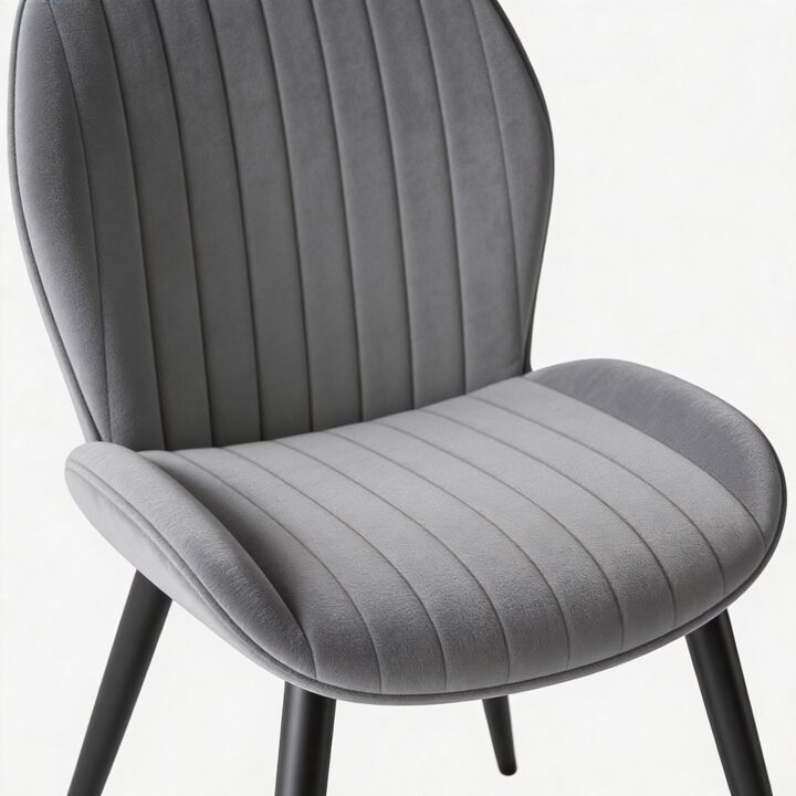 Modern Ribbed Suede Upholstered Dining Chair Set of 4