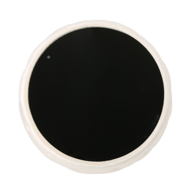 Merax Round Ottoman with Glass Top