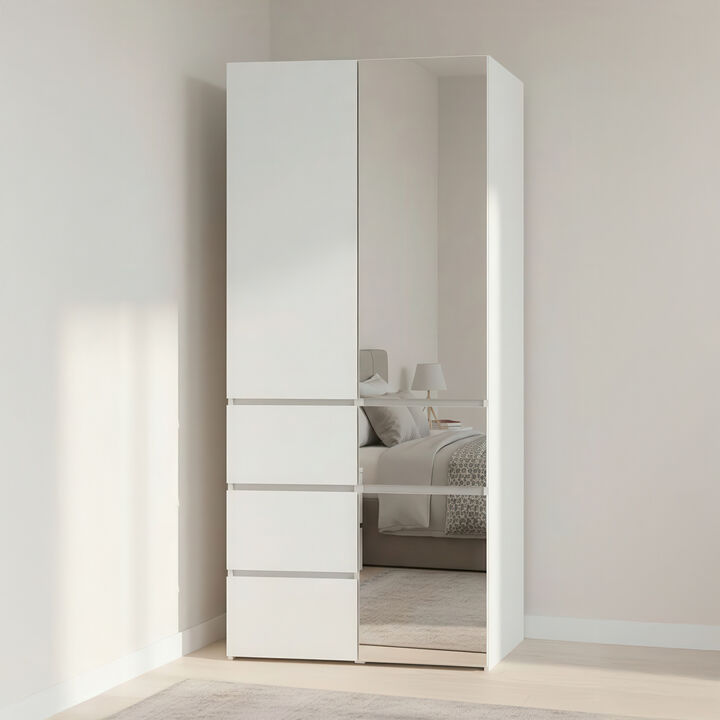 Elise Modular Wood Closet System with Mirror in White