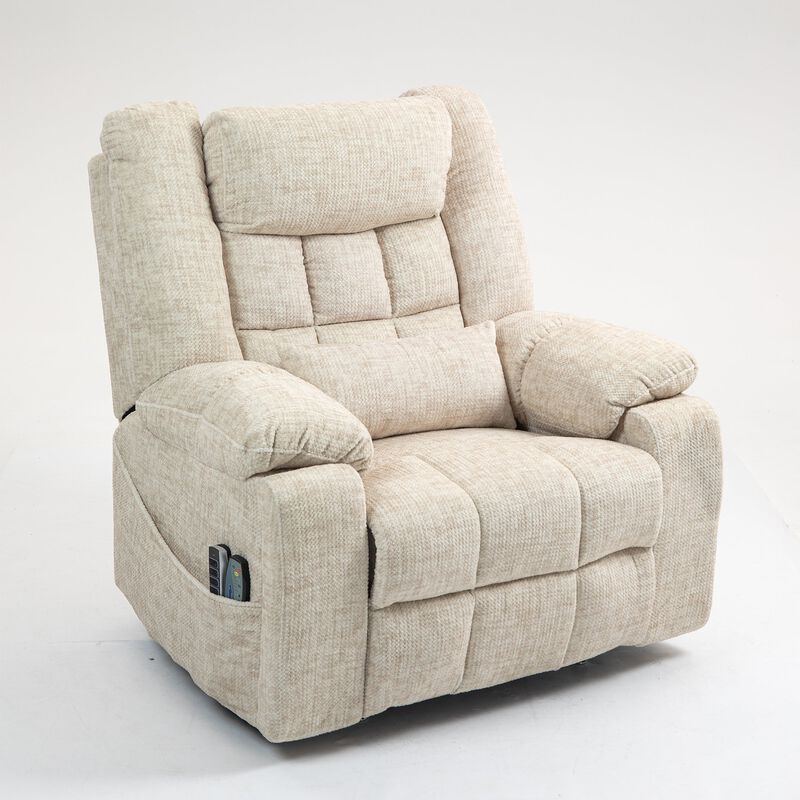 Chenille Power Lift Recliner Chair with Heat and Massage, 4 OKIN Motors, Lift Chair with Adjustable Headrest and Lumbar image number 3