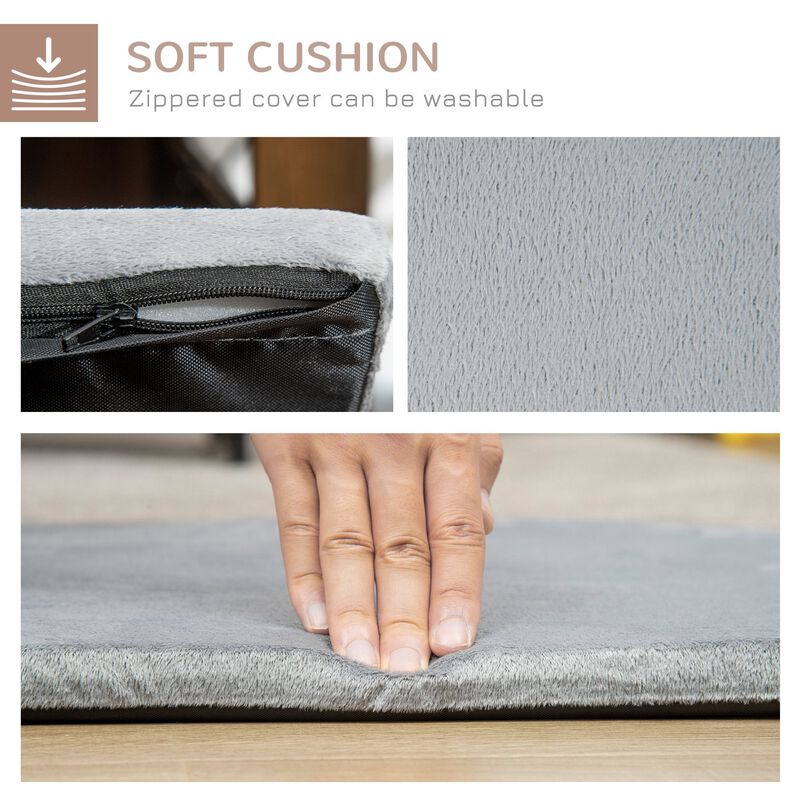 Walnut Pet Furniture: Dog Crate End Table with Cushion and Doors