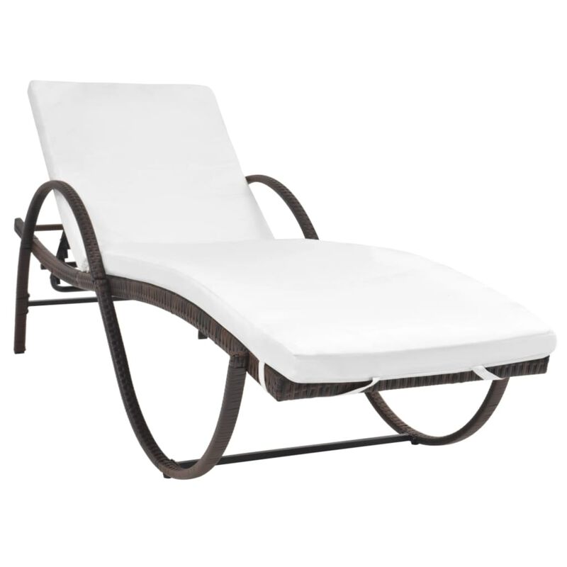 vidaXL Sun Loungers 2 pcs with Table Poly Rattan Brown