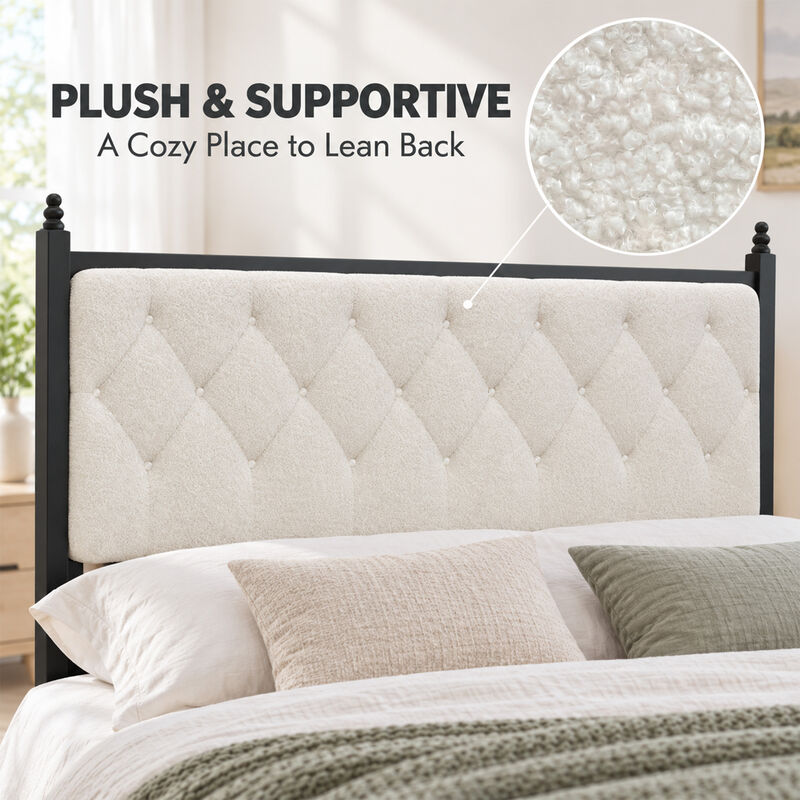 Threrd Easy Assembly Upholstered Platform Bed Frame with Soft Padded Headboard image number 3