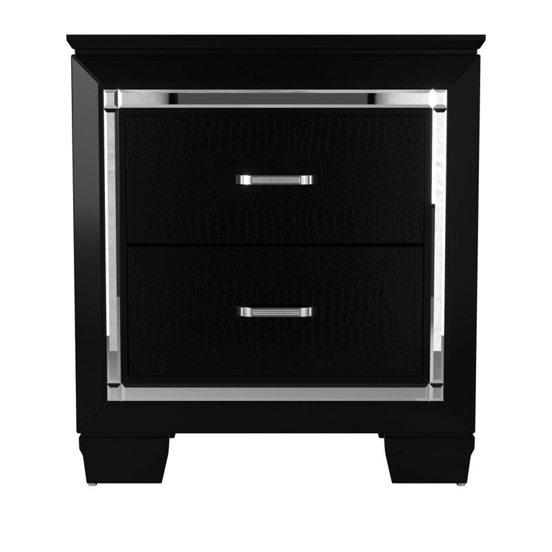 Streamdale Chic 1-Drawer Nightstand with Alligator-Embossed Fronts