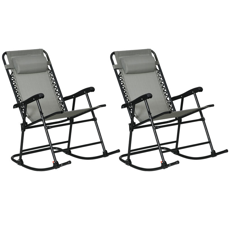 2pc Outdoor Patio Folding Rocking Chair Set Garden Rocker Chaise Lounge Mesh
