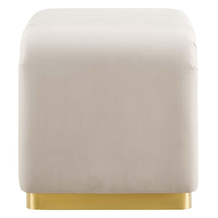 Modway Koda 24" Performance Velvet Upholstered Waterfall Stool or Side Table in Brass Rust, 24 Inches