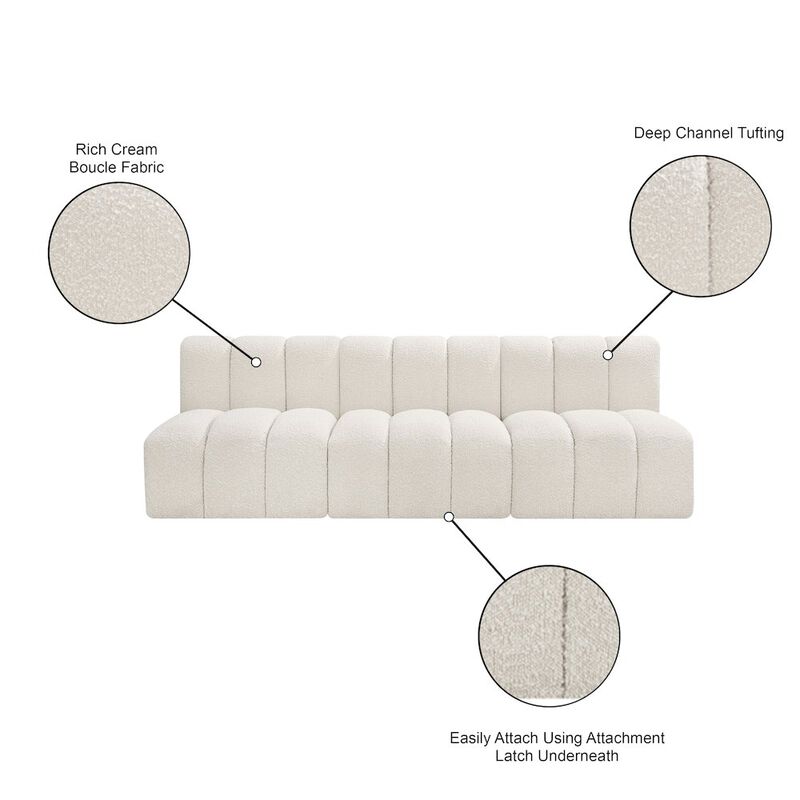 Meridian Furniture Arc Cream Boucle Fabric Modular Sofa