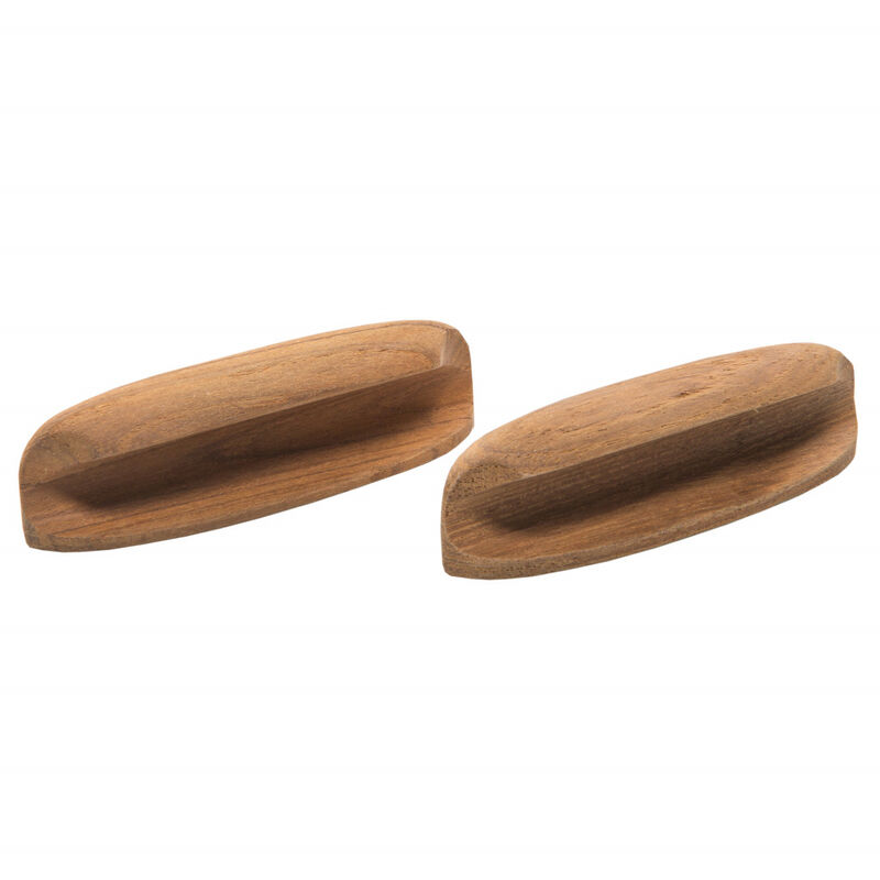 HomeRoots Set of Two Brown Wood Oval Drawer Pull Knobs image number 2