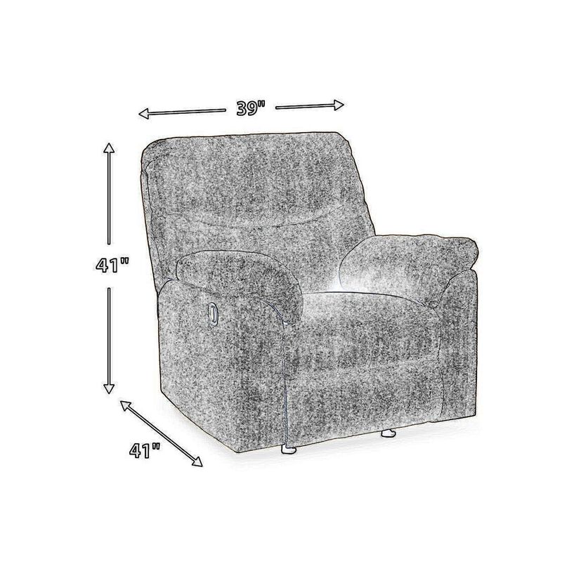 Tul Rocker Recliner Chair, Poly Fiber Foam Fill, Putty Gray Polyester - Benzara