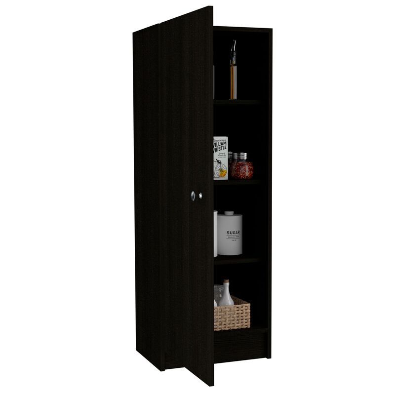 Belleria Single Door Pantry with Four Interior Shelves  -Black