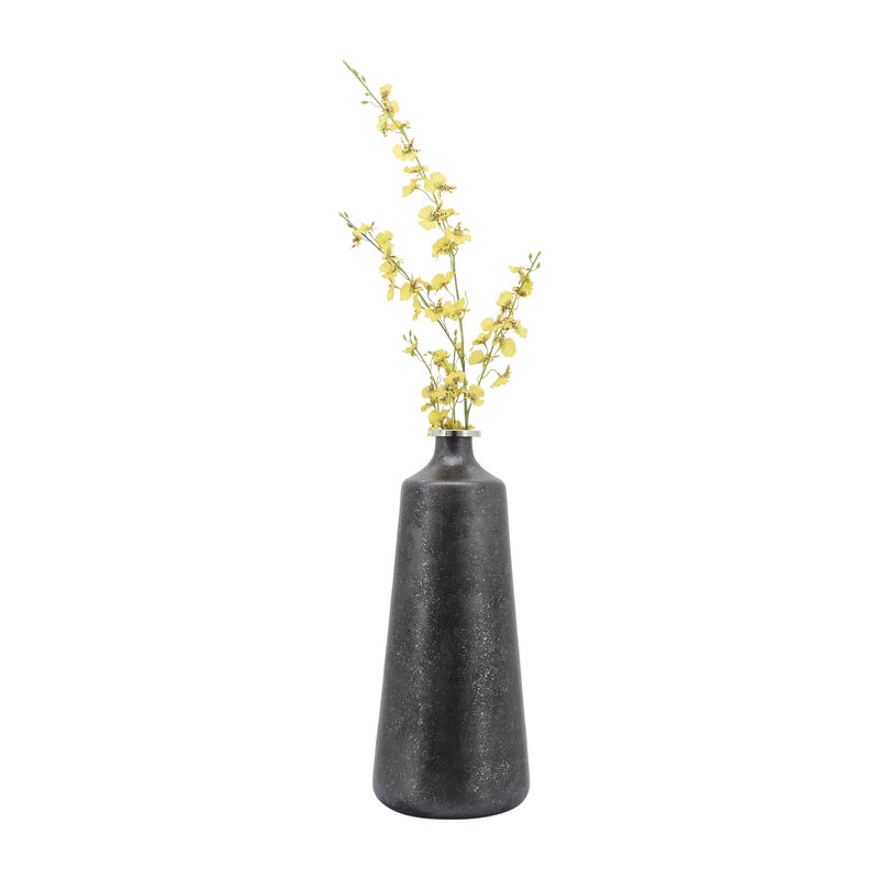 21"H Glass Vase W/ Ring, Black image number 2