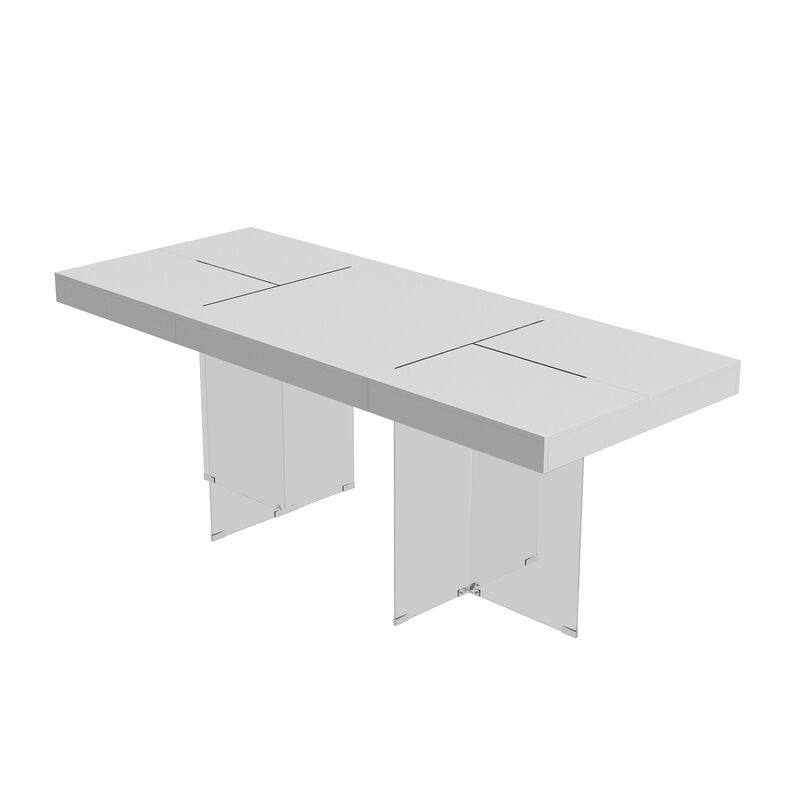 FUFU&GAGA Modern Office Desk with Acrylic Legs (78.7" L x 31.5" W x 29.5" H),White