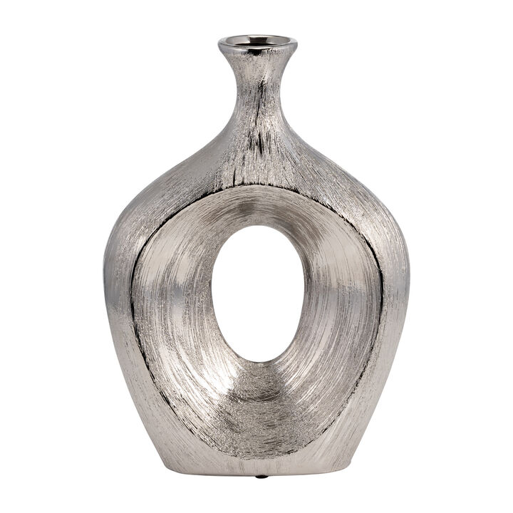 13" Scratched Oval Vase