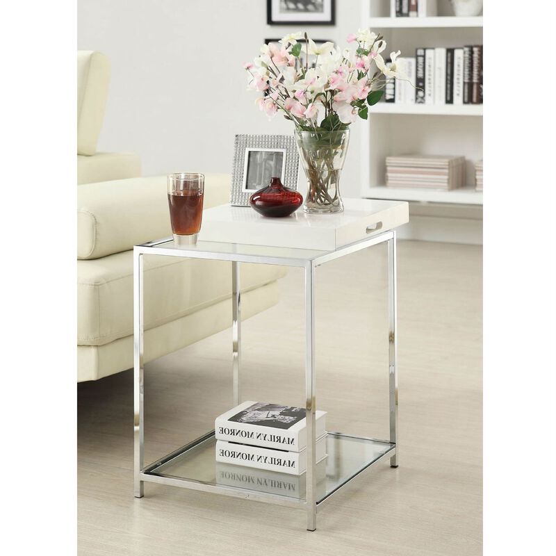 Modern Classic Metal End Table with Removable Tray