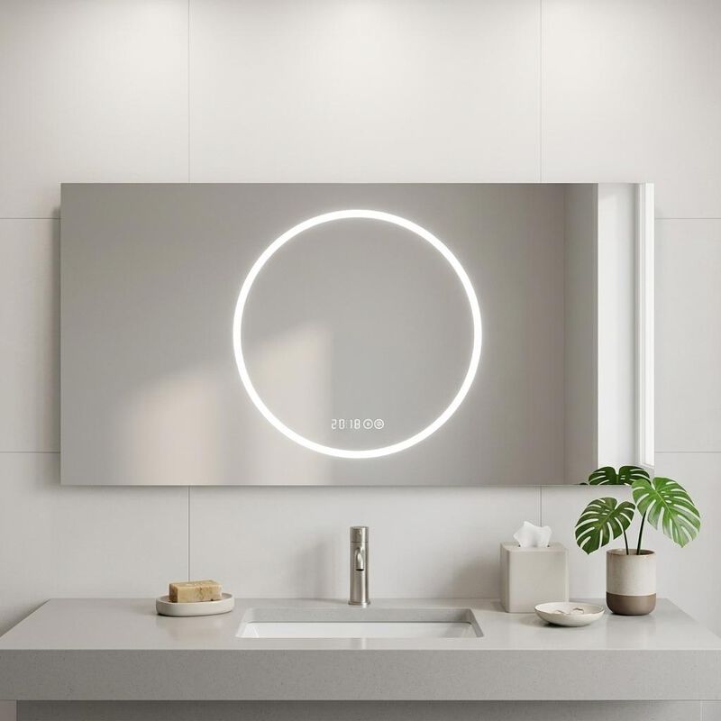 HomeRoots 24" Lighted Frameless Anti Fog Bathroom Vanity Mirror image number 1