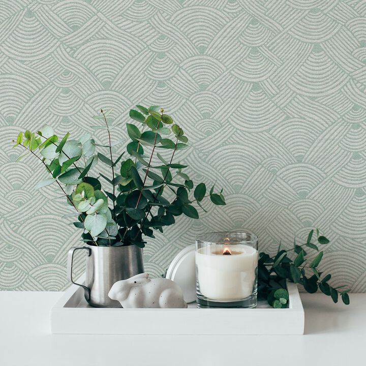 Fusion Geo Swirl Motif Green Wallpaper FS72002
