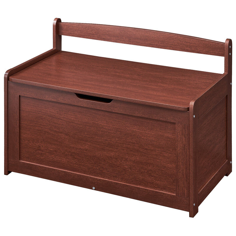 Wooden Toy Chest with Flip-Top Lid and Safety Hinge for Kids' Room or Playroom