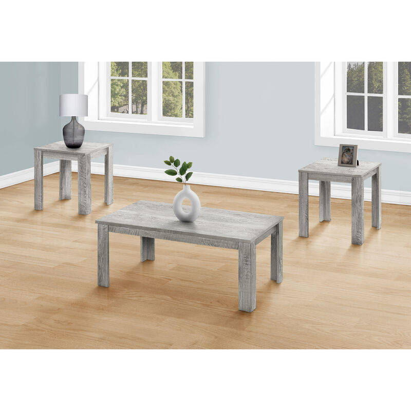 Monarch Specialties I 7860P Table Set, 3pcs Set, Coffee, End, Side, Accent, Living Room, Laminate, Grey, Transitional