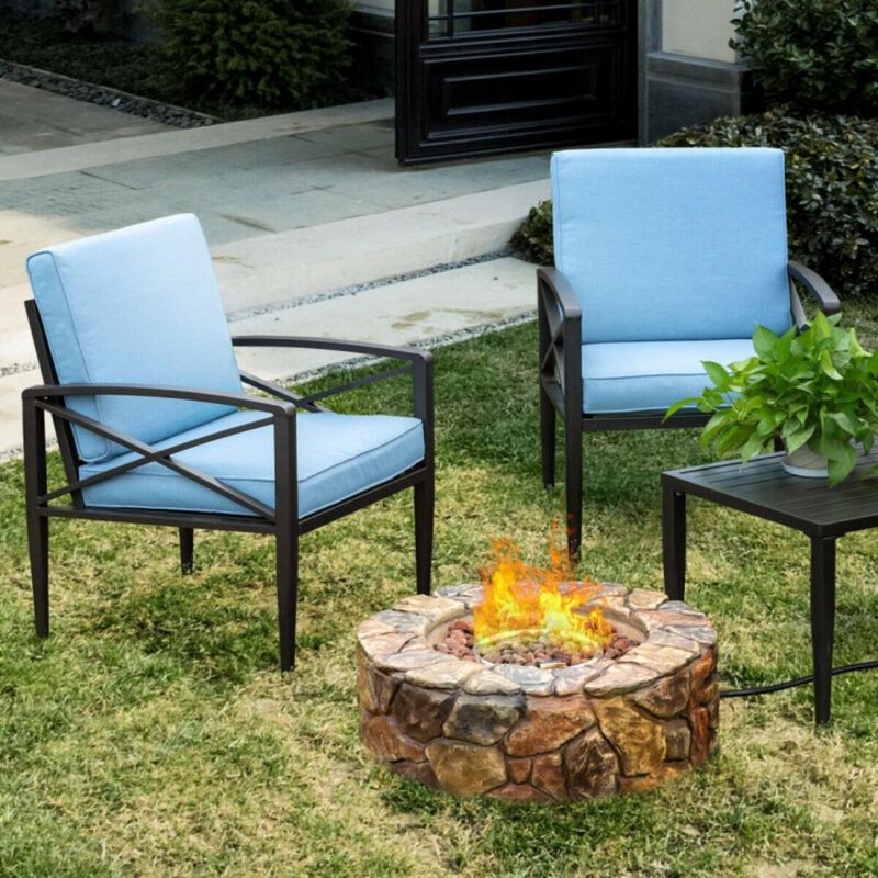 Hivvago Propane Gas Fire Pit with Lava Rocks and Protective Cover