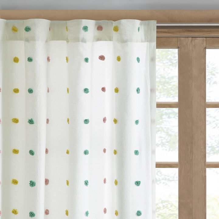 Gracie Mills Caius Cotton Jacquard Pom Pom Curtain Panel