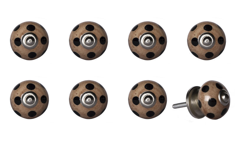 HomeRoots Set of Eight Brown And Black Ceramic And Metal Drawer Pull Knobs image number 3