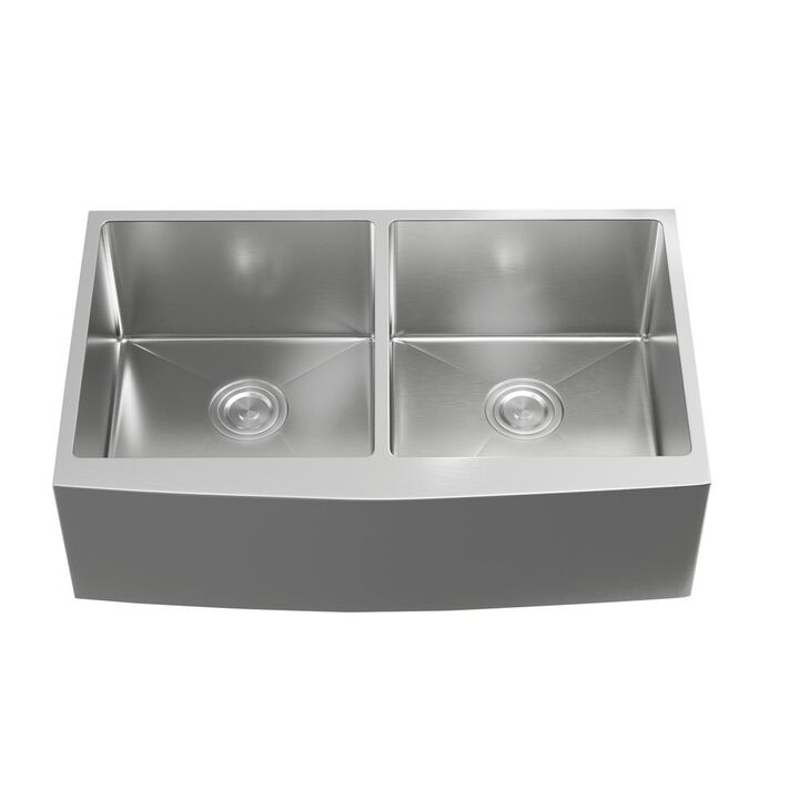 Elegant Kitchen and Bath Stainless Steel farmhouse kitchen double sink L33'' x W21'' x H10