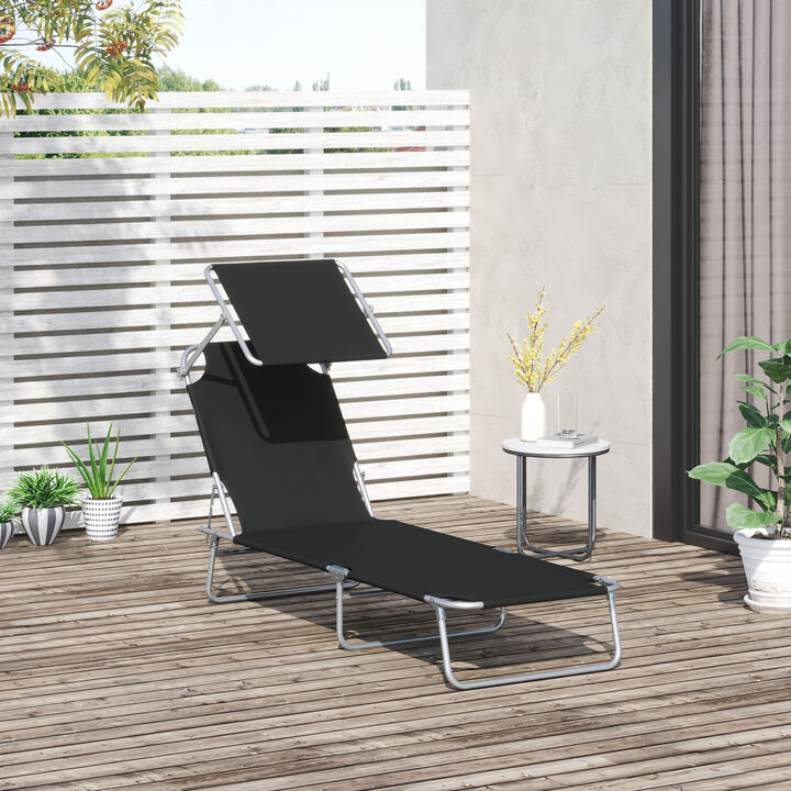 Hivvago Folding Pool Chaise Lounge with Sun Shade