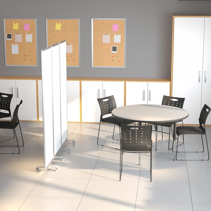 Flash Furniture Mobile Magnetic Whiteboard Partition with Lockable Casters, 72"H x 24"W image number 8