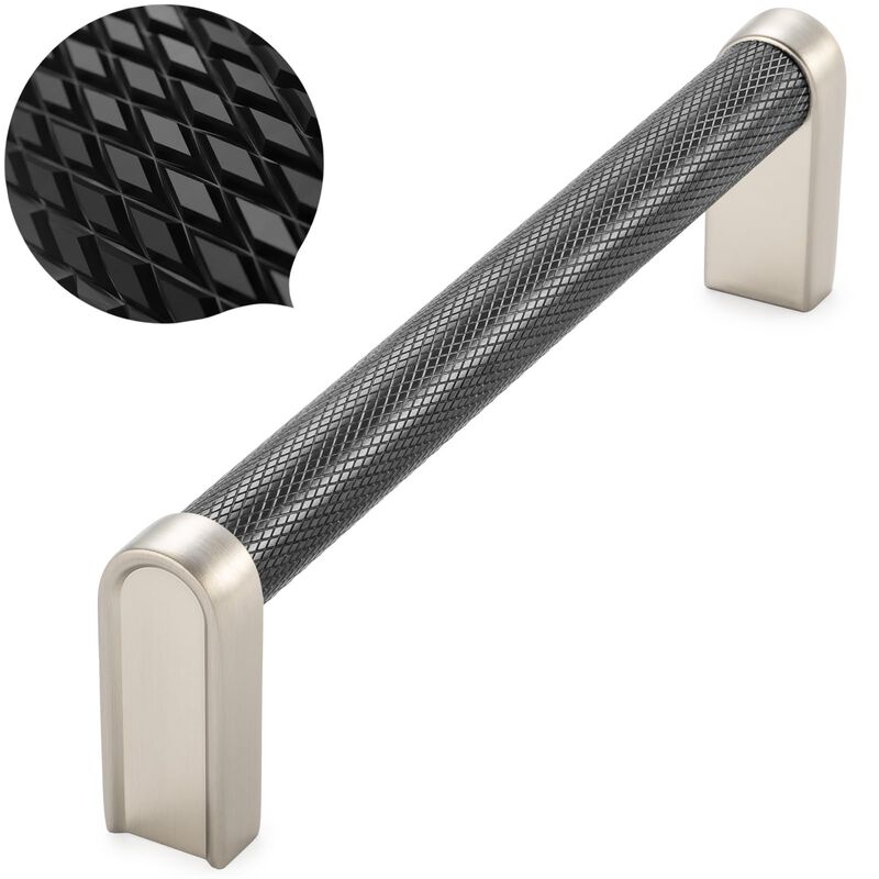 KOOFIZO Black and Nickel Cabinet Pulls, 10-Pack Knurled Cabinet Handles, 5 Inch Screw Spacing, P28 Hardware for Kitchen Cupboard