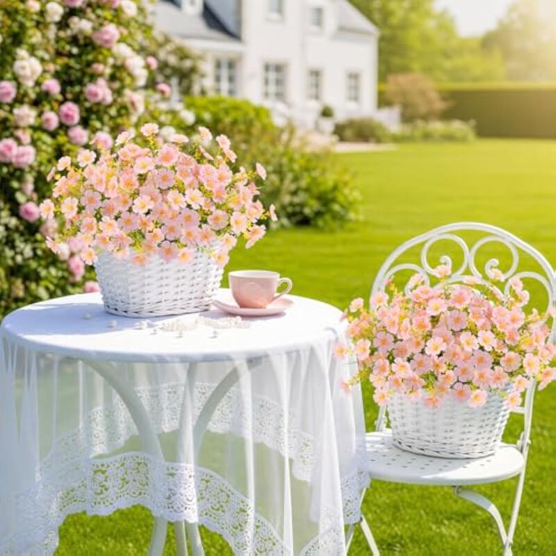 12 Bundle Pink Artificial Outdoor Plants UV Resistant Garden Porch Decor image number 3