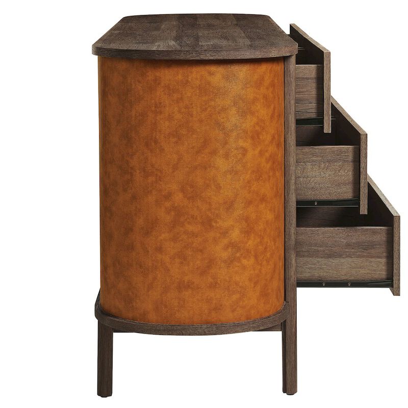 Coralie Curved 6-Drawer Vegan Leather Oval Dresser image number 5