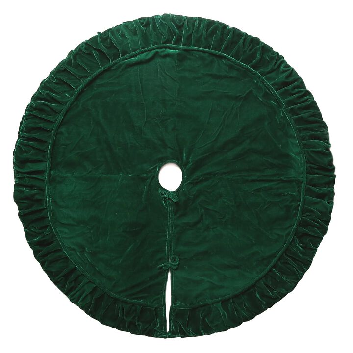 Vickerman 60" Plush Emerald Green Velvet Christmas Tree Skirt