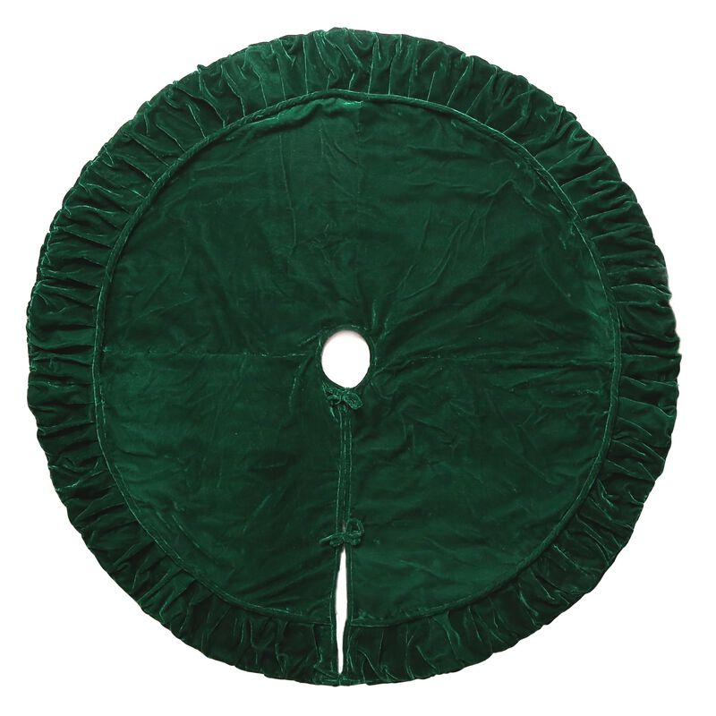 Vickerman 60" Plush Emerald Green Velvet Christmas Tree Skirt image number 0