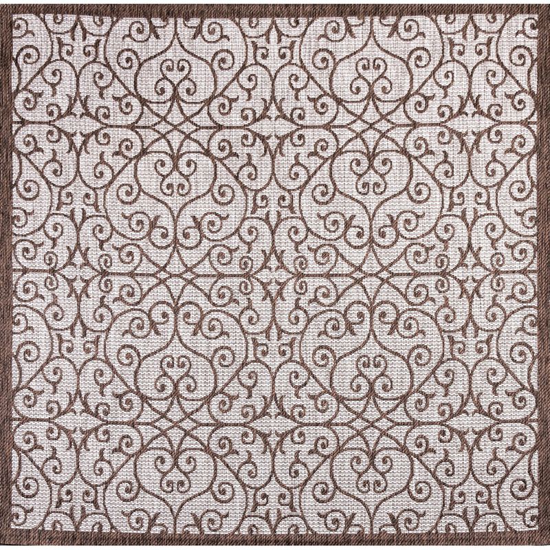 Madrid Vintage Filigree Textured Weave Square Indoor/Outdoor Area Rug