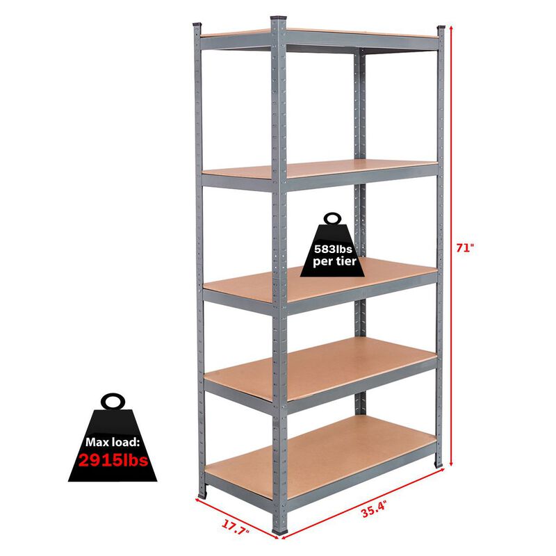 Heavy Duty 5-Tier Steel Storage Shelving Unit &ndash; Adjustable Garage & Warehouse Rack