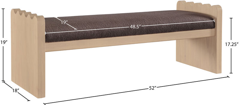 Meridian Furniture Sonia Brown Velour Fur Fabric Bench