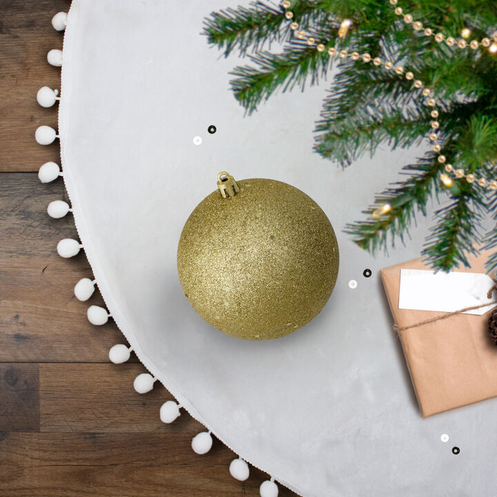 Vegas Gold Holographic Glitter Shatterproof Christmas Ball Ornament 4" (100mm)