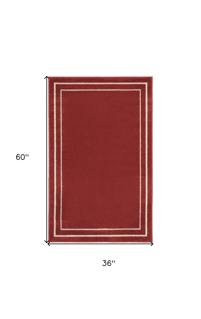 HomeRoots 3' X 5' Red And Ivory Indoor Outdoor Area Rug image number 4