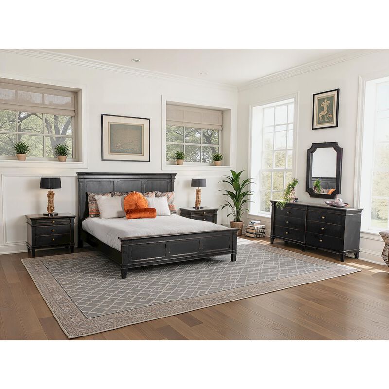 World Interiors Trento 30" Nightstand in Distressed Black image number 1