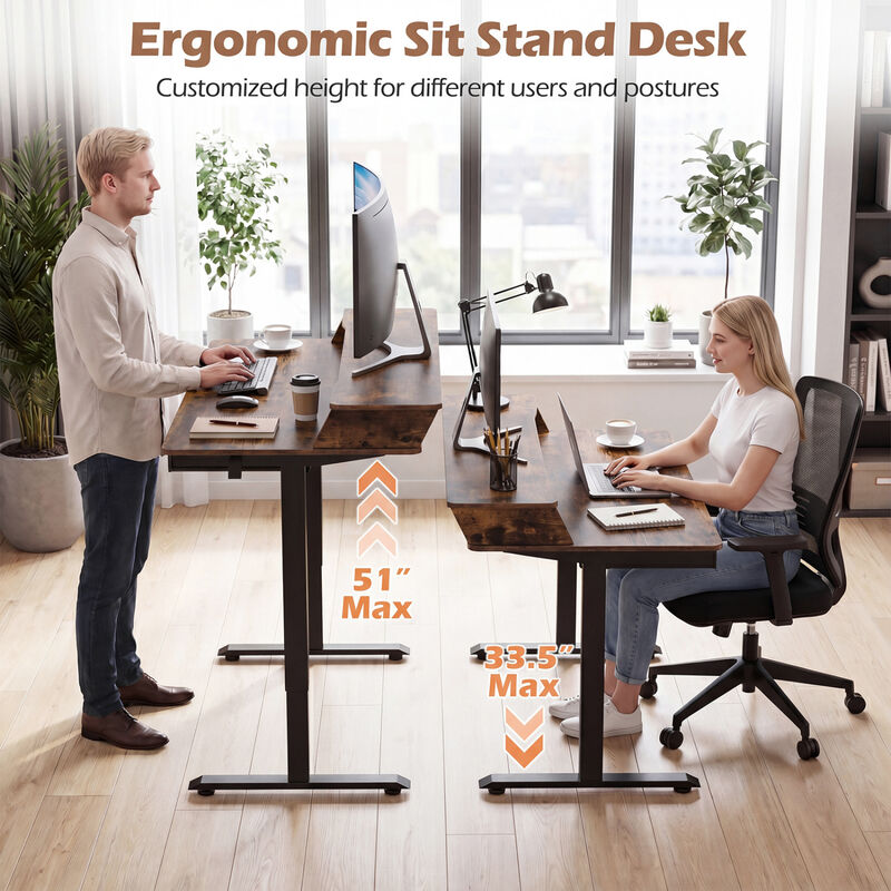 Electric Height Adjustable Standing Desk with Storage Drawers image number 5