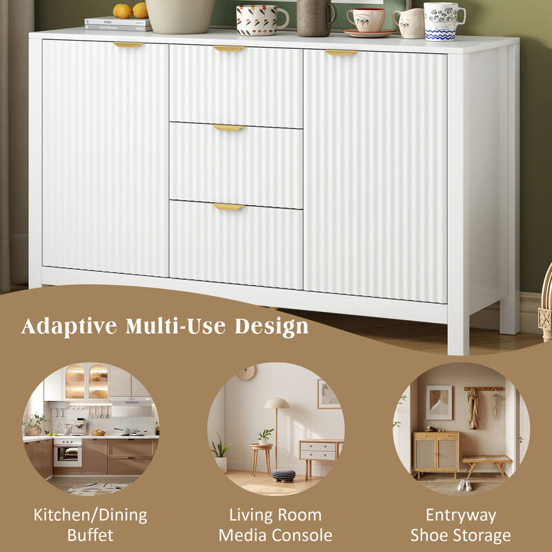 Merax U_STYLE Sideboard with Wave Design - 3 Adjustable Shelves