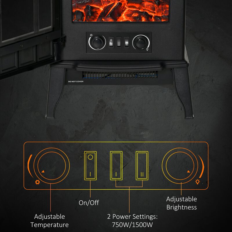 Black Home Heating: Modern Freestanding Electric Fireplace Heater image number 4