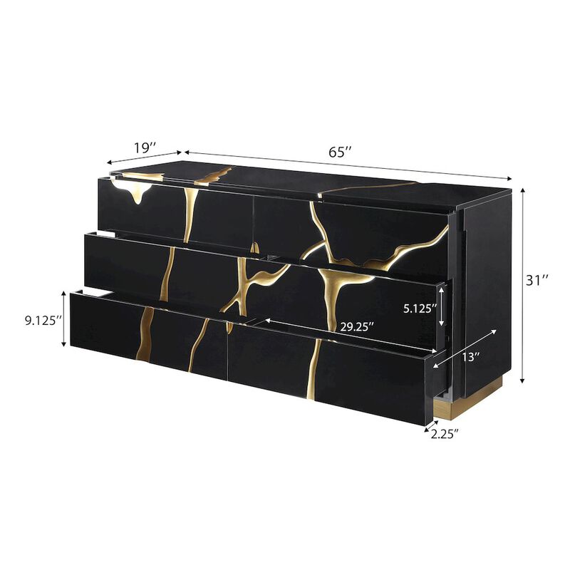 Modern Lacquered Dresser with Striking Crack Accents and Base image number 5
