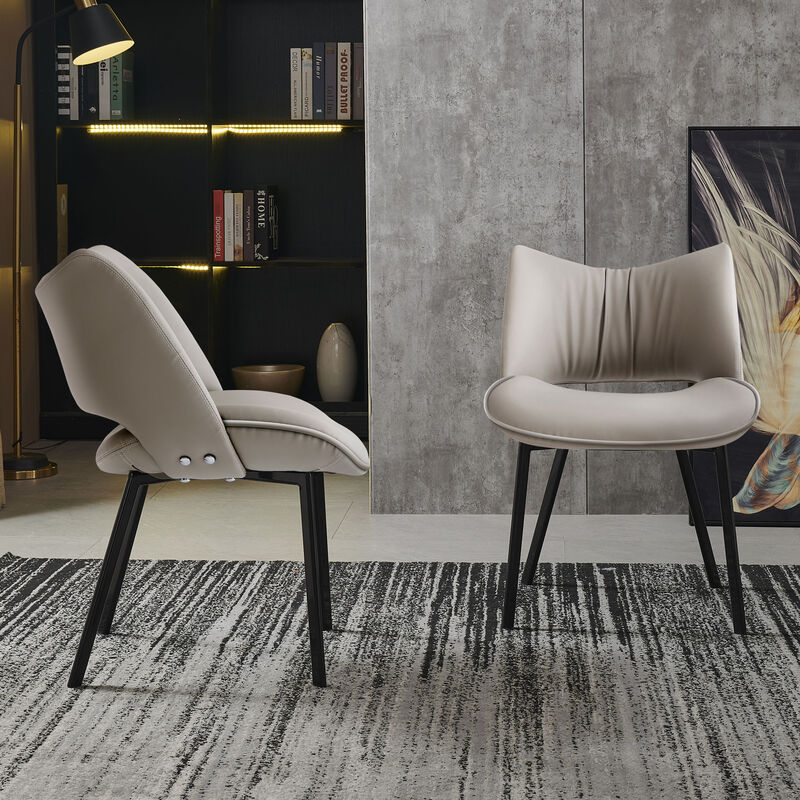 Faux Leather Dining Chair No Arms 2-piece 19.6" Gray