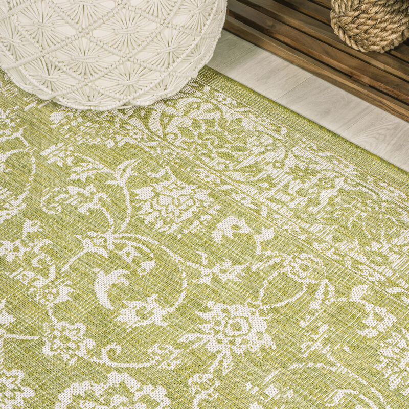 Tela Bohemian Textured Weave Floral Area Rug