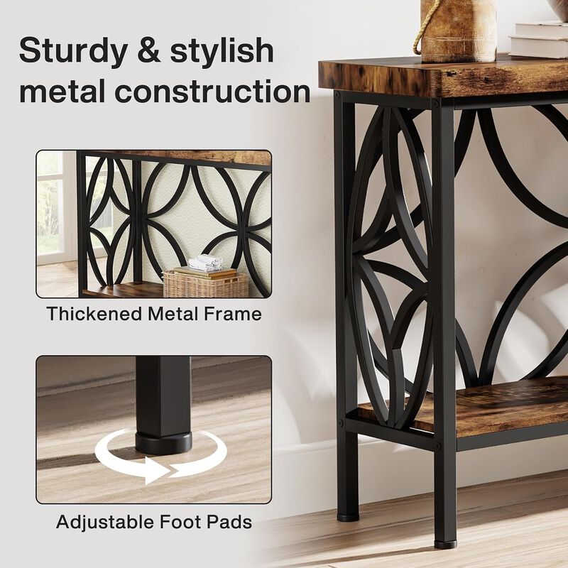 Tribesigns Country Rustic 2-Tier Wood Console Table image number 7